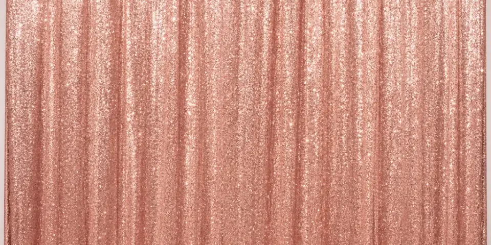 Rose gold sequin photo booth backdrop, a popular choice for baby showers and bridal showers in Toronto